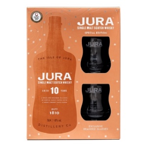 Picture of Jura 10YO Single Malt Scotch Whisky 700ml + 2 Glasses Gift